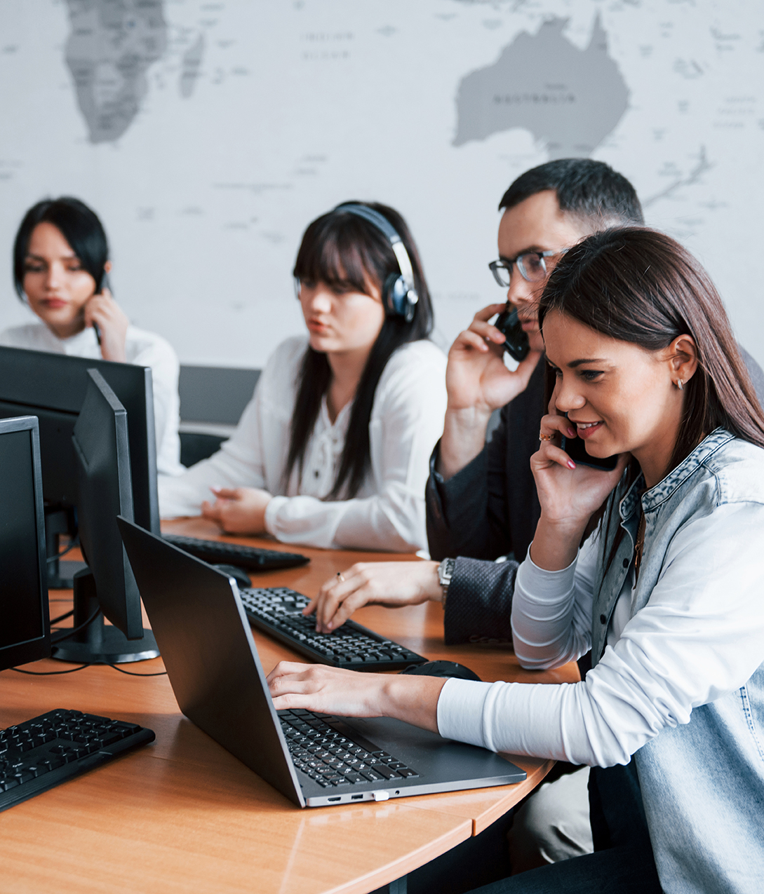 Everyone doing his job. Young people working in the call center. New deals is coming.